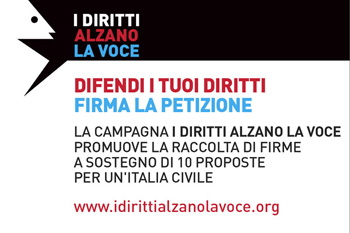 Volantino della Campagna "I diritti alzano la voce"