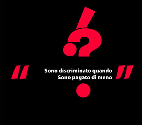 immagine con testo "Sono discriminato quando sono pagato di meno"