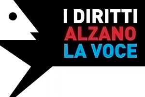 Logo della campagna I diritti alzano la voce